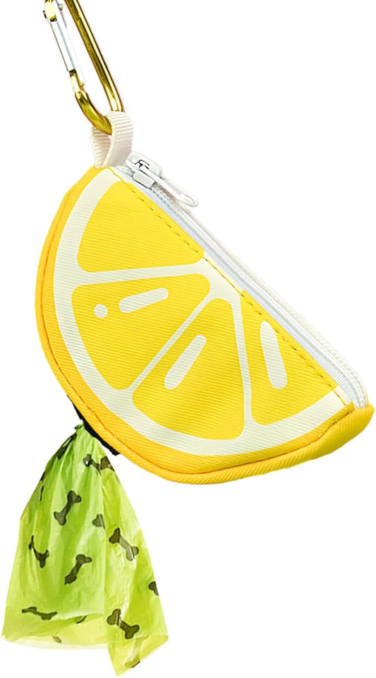Lemon Shape Dog Poop Bag Holder for Leash - Cute Poo Bag Dispenser and Carrier, Stylish Dog Waste Bag Holder