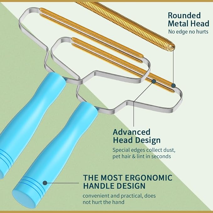 Pet Hair Removal Tool,Cleaner Pro Pet Hair Remover,Fabric Shaver by BSIWWO,Pet Hair Remover for Couch,Lint Shaver,Carpet Rake,Dog Hair Remover and Cat Hair Remover(2pack-Blue)