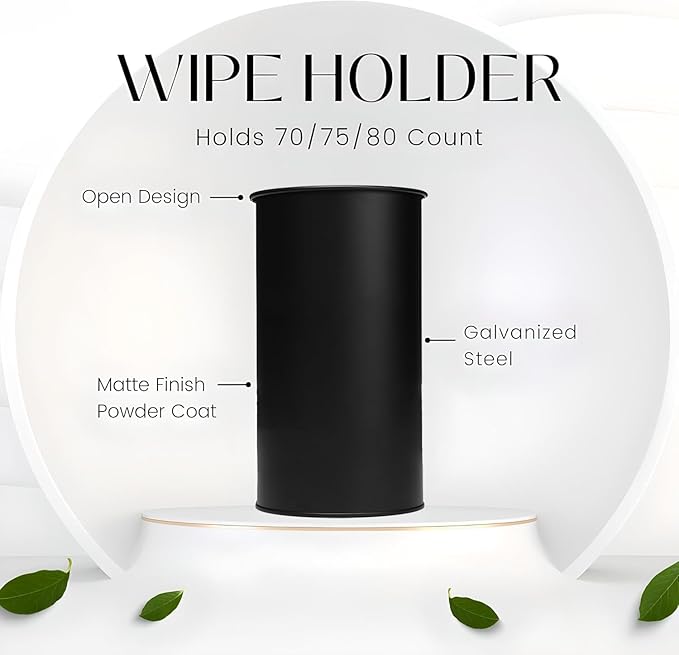 TEKHEUTEN Wipe Holder for Kitchen/Bathroom Counter, Disinfectant Wipe Container, Modern Kitchen Decor, Vintage Countertop Wipe Storage Organizer Caddy, Black Color
