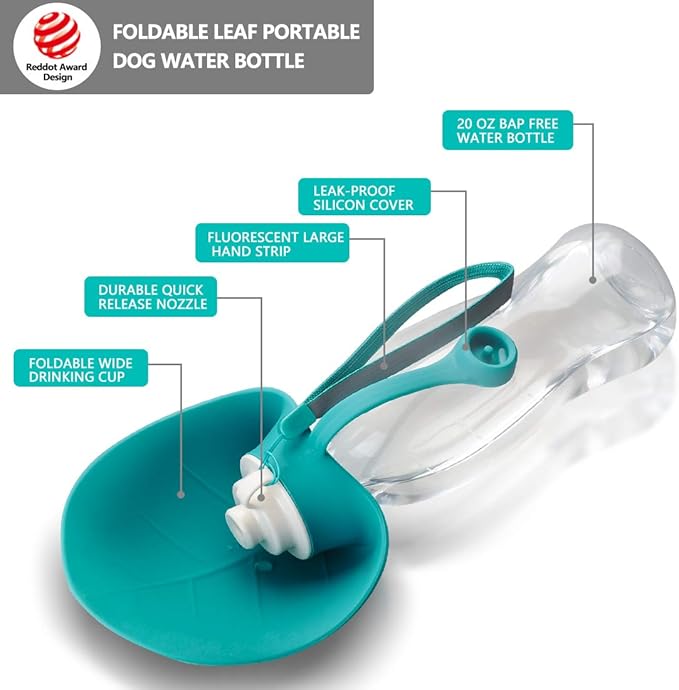 Dog Water Bottle for Walking, Pet Water Dispenser Feeder Container Portable with Drinking Cup Bowl Outdoor Hiking, Travel for Puppy, Cats, Hamsters, Rabbits and Other Small Animals 20 OZ