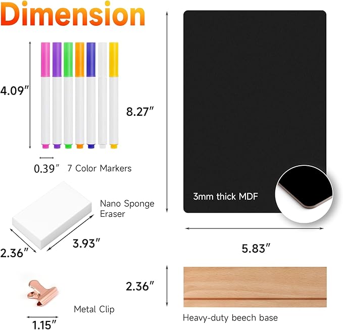 Tabletop Chalkboard with Wood Stand - 1 Pack, 8 x 12 Inch Double Sided Blackboard Food Signs Menu Message Boards for Coffee Bar, Lemonade Stand, Party Decoration - Slant Back