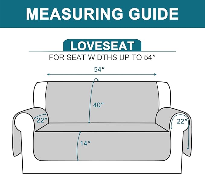 Turquoize 100% Waterproof Couch Cover Sofa Covers for 2 Cushion Couch Loveseat Covers Triple Non-Slip Couch Cover for Dogs Washable Furniture Protector Cover for Pets, Kids,Dog (Loveseat 54", Black)