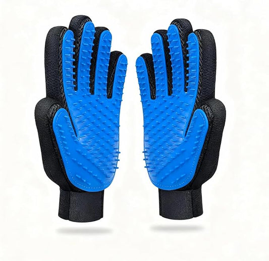Pet Hair Remover Glove - Gentle Deshedding Brush Glove for Dogs & Cats - Enhanced Grooming & Massage Mitt for Long and Short Fur - Perfect for Shedding and Bathing (Blue)