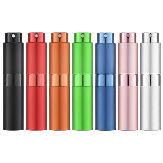 LISAPACK Atomizer Perfume 8ML Spray Bottle for Travel (7PCS), Empty Refillable Cologne Dispenser, Portable Sprayer for Men and Women (Multi-colored)