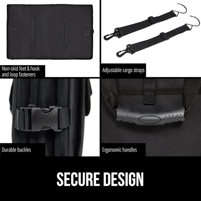 GORILLA GRIP Large Capacity Sturdy Trunk Storage Organizer, Slip and Water Resistant Collapsible Organization Container, Holiday Gifts for Men, Women, Multi Compartment Car or SUV Accessories, Black