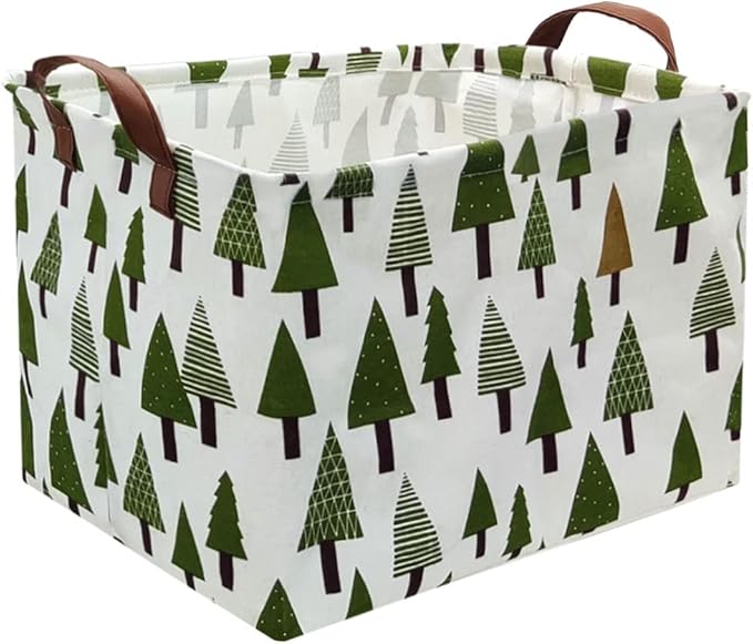 FXOCSHE Tree basket,Laundry Basket Green Hamper Fabric Laundry Hamper,for baby hamper Nursery Toy Organizer tree room decor,Christmas gift decor,Gift Basket (tree)