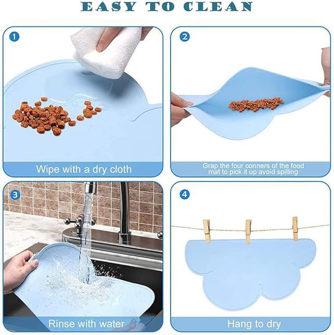 JiangYanus Dog Food Mat, Waterproof Dog Bowl Mat, Silicone Pet Feeding Mat for Food and Water Bowls, Nonslip Cats and Dogs Food Placemat Tray, Raised Edges to Prevent Water Spills on Floors