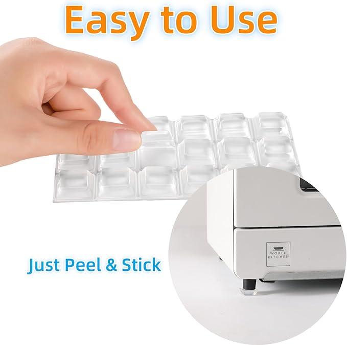 Furnigear Rubber Feet Self Adhesive Rubber Pads Door Bumpers Large - Stick on Rubber Feet for Electronics, Speakers, Furnitures, Appliances, Audio Equipment, Laptop - Tall Square (18pcs), Transparent
