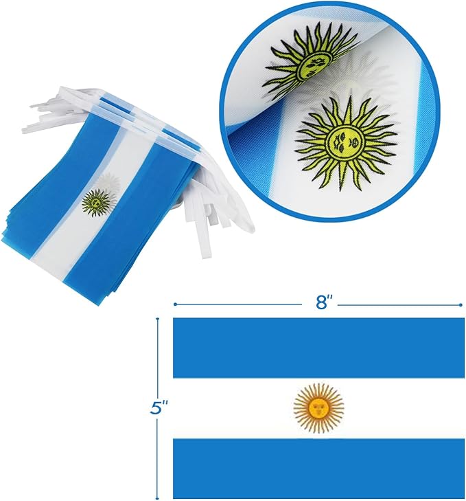 Argentina String Flag Pennant Banner - 38 Flags, 42 Feet Small Mini Argentinian Flags Bunting Banner for Country Decoration, School, Party, Sports Event