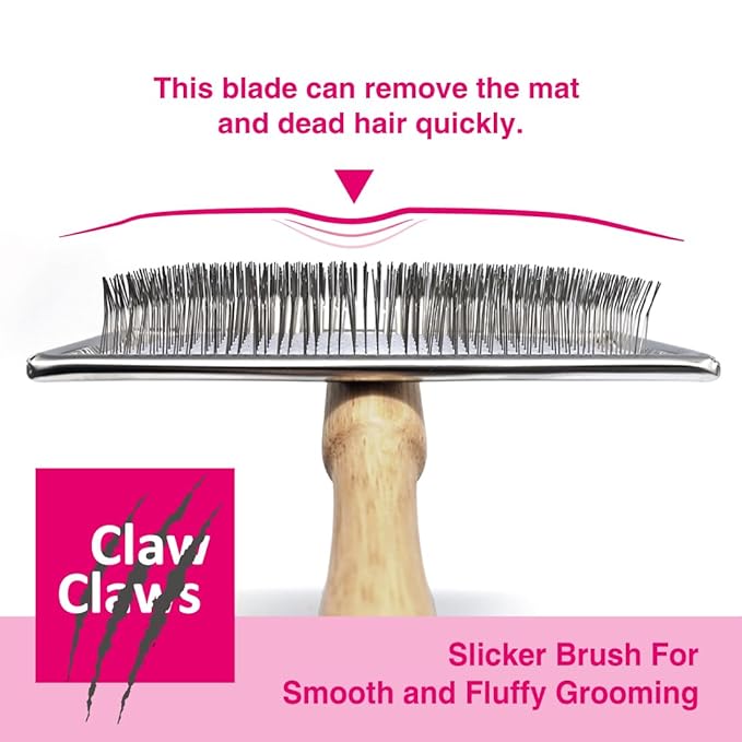 Claw Claws Pet Slicker Brush for Large Dogs, Wooden Handle, Gently Remove Tangled and Mats Hair, Pet Grooming Brush Tool, Sheepskin Wool Carders (3.85")