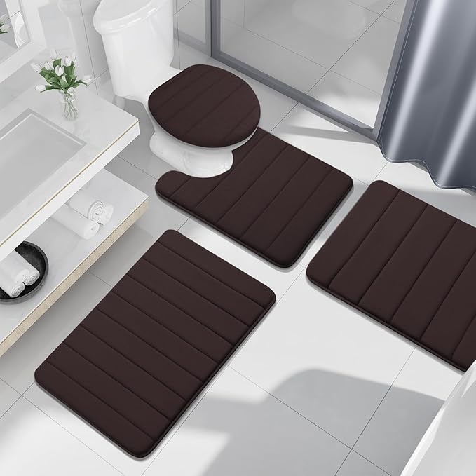 Buganda Memory Foam Bath Mat, 59" x 17", Ultra Soft and Non-Slip Bathroom Rugs, Water Absorbent and Machine Washable Bath Rug Runner for Bathroom, Shower, and Tub, Brown