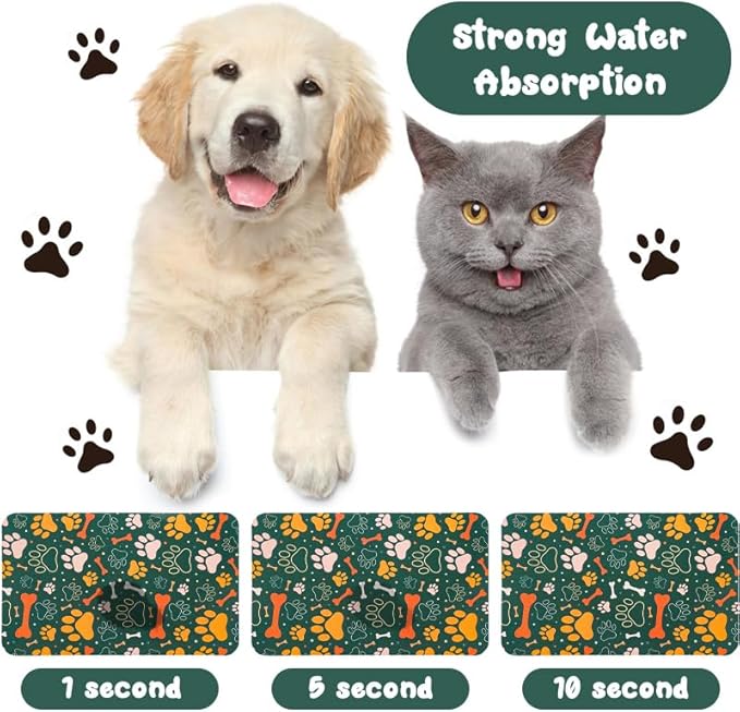 Dog Food Mats for Floors Waterproof, Dog Cat Water Bowl Mats Pet Feeding Absorbent Mat Dog Cat Pet Placemats for Food and Water Bone 16 * 24 inch