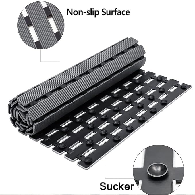 Shower Mat Non Slip Bathtub Mat with Suction Cups and Drain Holes 37.4 x15.7 Inch Bath Mat for Tub & Shower.Easy Dry,Easy to Cut,Eco-Friendly