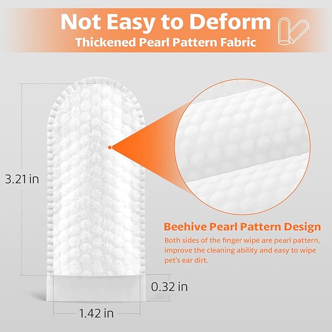 OBSEDE Dog & Cat Ear Cleaner Wipes - Finger Sleeve for Easy Wax Removal & Odor Control, Soothing Formula, Coconut Scent, 120 Count