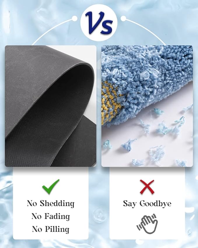 MontVoo -Bath Mat Rug-Rubber Backing Non Slip Quick Dry Absorbent Thin Bathroom Rugs Fit Under Door-Faux Suede Surface Bathroom Floor Mats-Shower Rug for in Front of Bathtub Shower Dark Grey 20"x32"