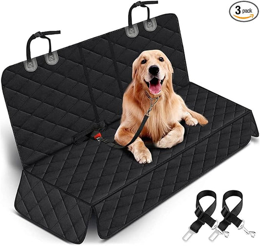 Yuntec Dog Car Seat Cover, Back Seat Cover for Dogs Pet Car Seat Protector Waterproof Bench Car Seat Cover, Non-Slip Reat Seat Cover fits Middle Armrest for Most Cars Trucks SUVs - Black