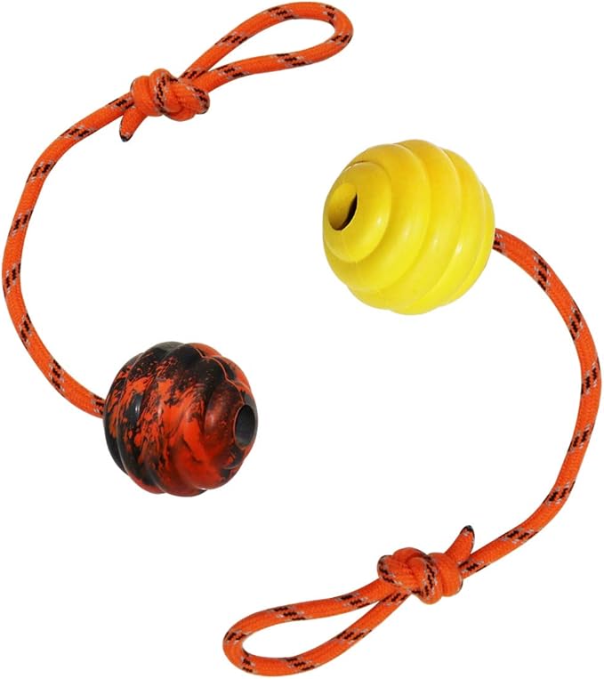 K9 Training Ball with Rope, Exercise and Reward Toy for Dogs - Indestructible Dog Toy Ball with Handle for Training Pull, Throw, Tug - Belgian Malinois Gifts