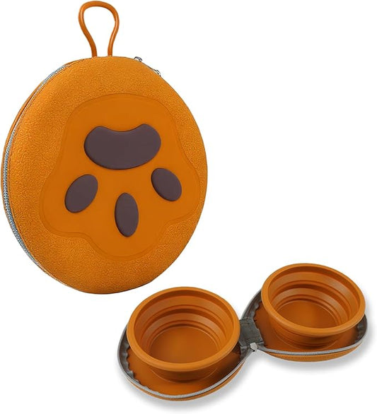 Collapsible Dog Bowls,2-in-1 Pet Bowl, Cat Bowl,Portable Pet Bowl, Suitable for Travel, Camping, and Hiking(Brown)