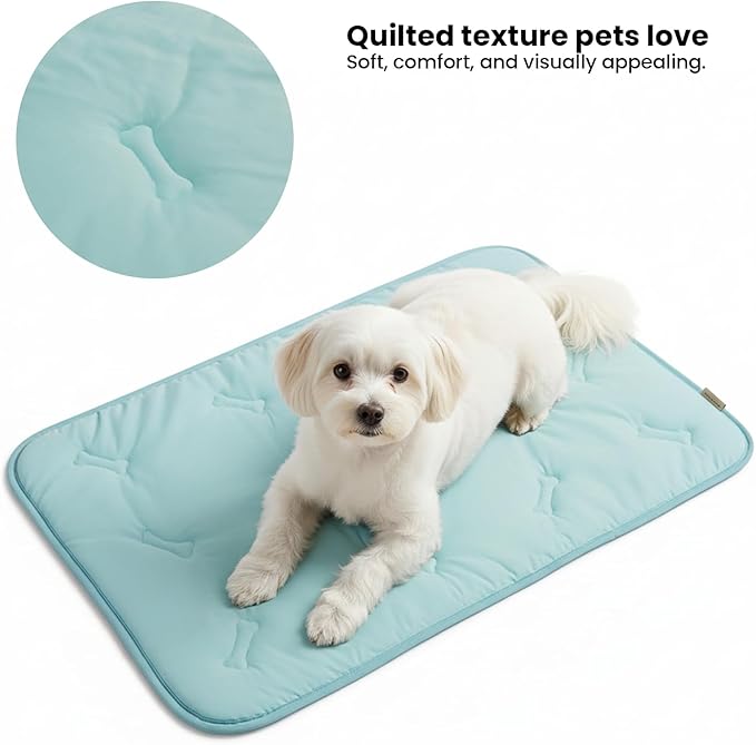 Cooling Pet Mat – 41x28.5 Dog or Cat Cool & Comfy, Soft Breathable Self-Cooling Pad, Pet-Safe, Durable, Perfect for Hot Weather, Naps, Crates, Cars, Couch, Washable, Take Anywhere, Blue