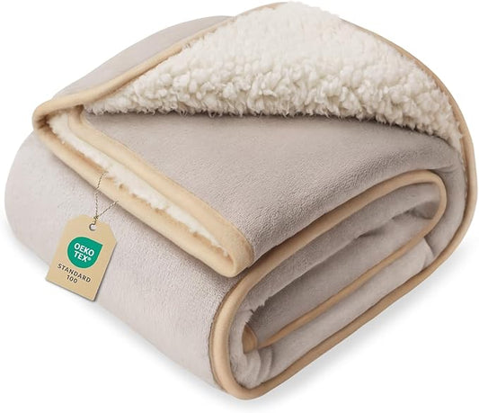 Luciphia Waterproof Blanket for Dog Washable Reversible Sherpa Fleece Throw Blanket for Bed Couch Soft Liquid Pee Proof Furniture Cover Protector for Small Medium Large Pet Cat Khaki 40" x 28"