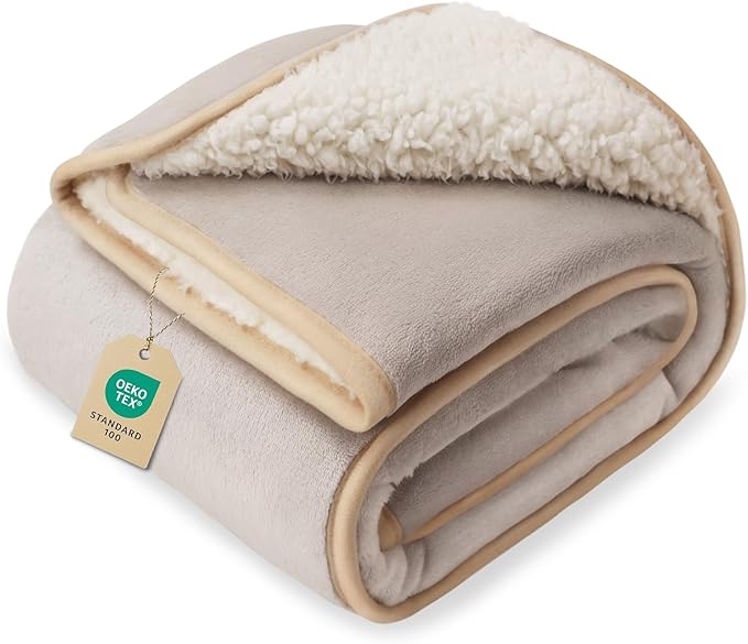 Luciphia Waterproof Blanket for Dog Washable Reversible Sherpa Fleece Throw Blanket for Bed Couch Soft Liquid Pee Proof Furniture Cover Protector for Small Medium Large Pet Cat Khaki 35" x 25"