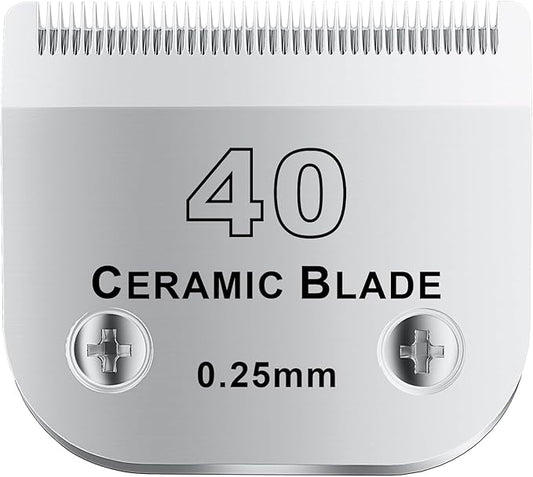 colorski 40# Detachable Pet Dog Grooming Clipper Ceramic Blade,Compatible with Andis Size 40 Cut Length 1/100"(0.25mm),Compatible with andis/wahl/Oster Dog Clippers 1PCS