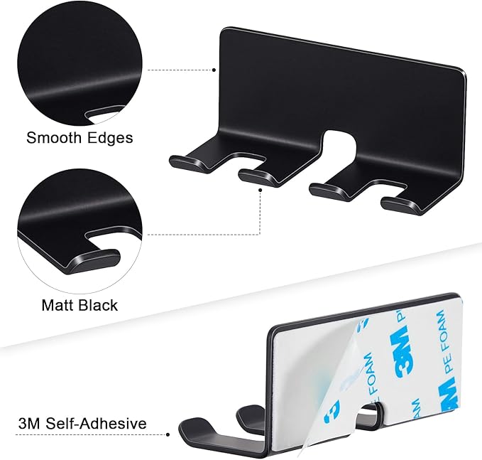 Electric Toothbrush Head Holder, Toothbrush Holders Wall Mounted, Electric Toothbrushs Holder, Bathroom Shower Tooth Brushing Holder, Tooth Brush Head Holder Organiser (Black, Small)