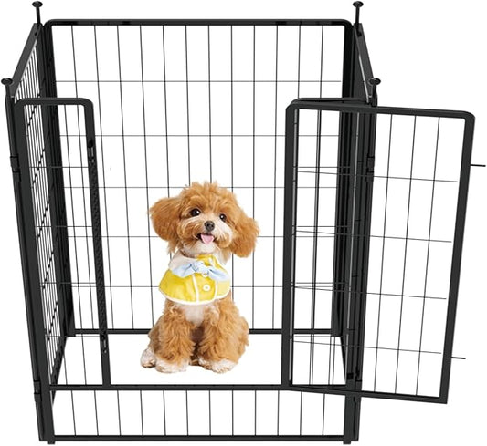 Dog Playpen 42 inch 4 Panels for Indoor & Outdoor Use – Heavy-Duty Metal Pet Fence with Ground Stakes, Rounded Ball Tops for Safety, Stable & Foldable Design, Easy to Assemble