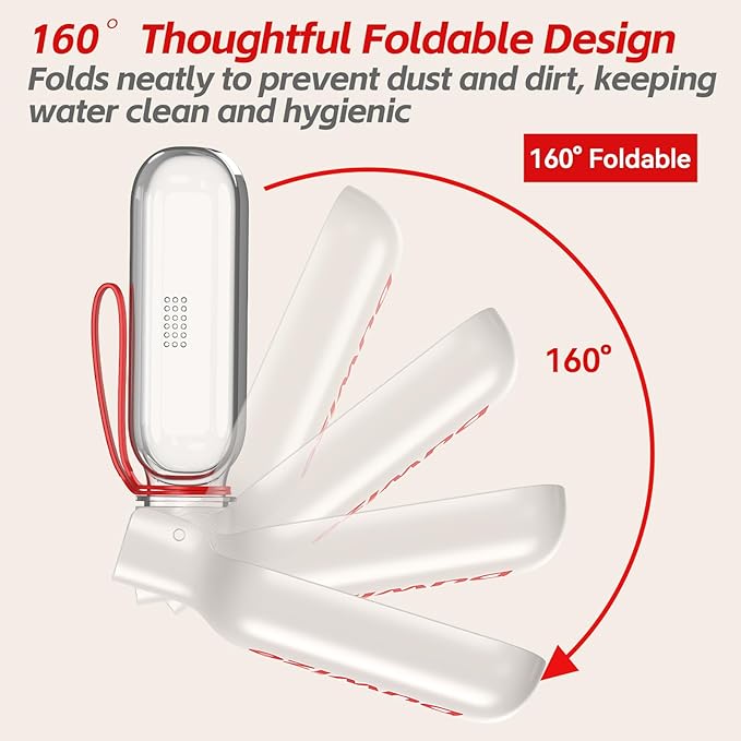 Portable Dog Water Bottle – 19 oz, Exclusive Latest Large Wide-Mouth Folding Design, Durable Handle Strap, Food-Grade Plastic, Ideal for Walking, Hiking & Outdoor Travel（Light brown）