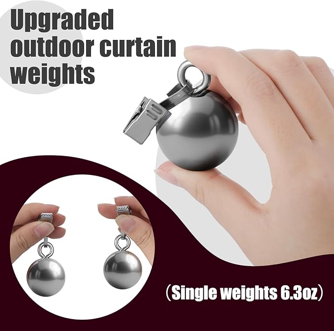 10 Pack Outdoor Curtain Weights, 6.3 oz Heavy Duty Curtain Weights Tablecloth Flag Weights Clips for Wind Pergola Patio Gazebo Cabana Outdoor Drapery