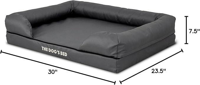 The Dog’s Bed Medium Oxford Grey, Memory Foam, Pain Relief: Arthritis, Hip & Elbow Dysplasia, Post Surgery, Lameness, Supportive, Calming, Waterproof Washable Cover