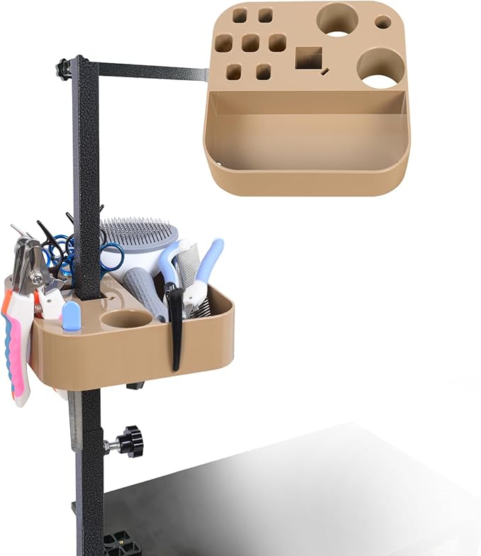 Easy to Install Pet Grooming Arm Organizer with Multi-Compartment Storage - Adjustable Tool and Accessory Holder