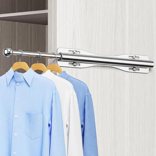 12" Valet Rod For Closet Pull Out Slide Out Adjustable Heavy Duty Valet Rod For Closet, Laundry Room, Bedroom, Bathroom(Chrome)