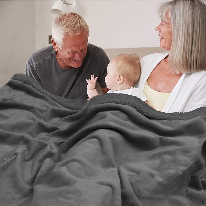 Pavilia Waterproof Couch Blanket | Dog & Cat Blanket Protector | Plush Soft Warm Fuzzy Sherpa Throw, Dark Grey, 60x80