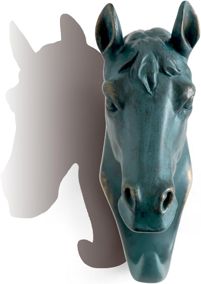Horse Head Single Wall Hook/Hanger Animal Shaped Coat Hat Hook Heavy Duty, Rustic, Decorative Gift (Bronze)
