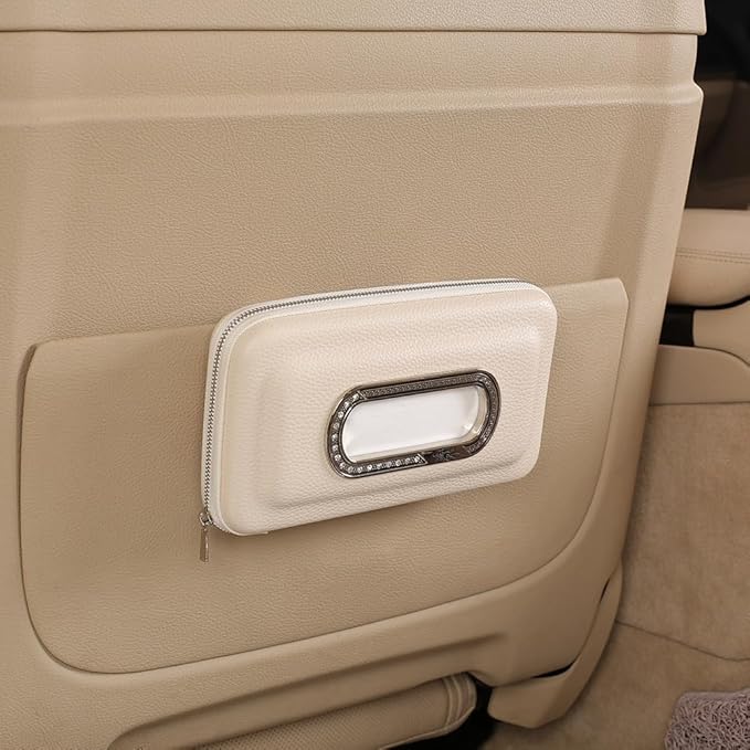 Car Tissue Holder, Visor Mask Holder, Sun Visor Napkin Holder, Car Mask Dispenser, Premium Leather Tissue Holder for Car SUV Truck (Beige)
