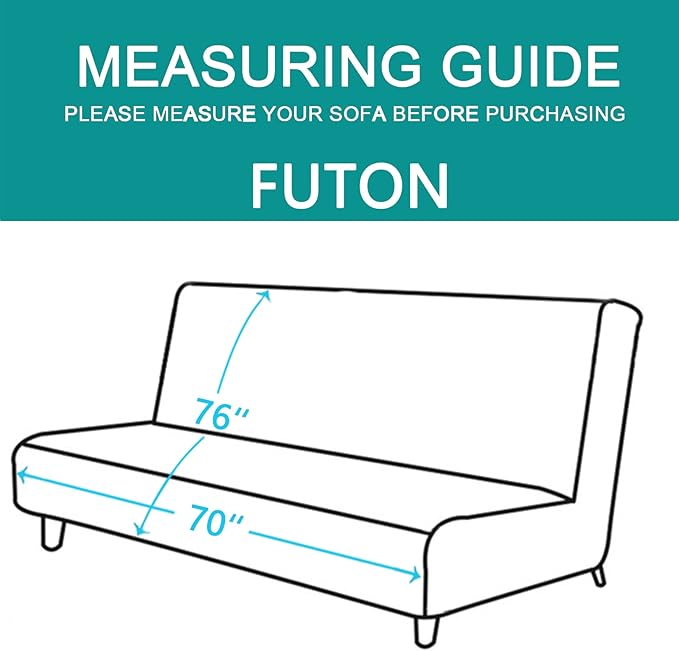 U-NICE HOME Futon Sofa Covers Reversible Sofa Slipcover Armless Cover Furniture Protector Couch Cover Water Resistant (Futon, Black/Grey)