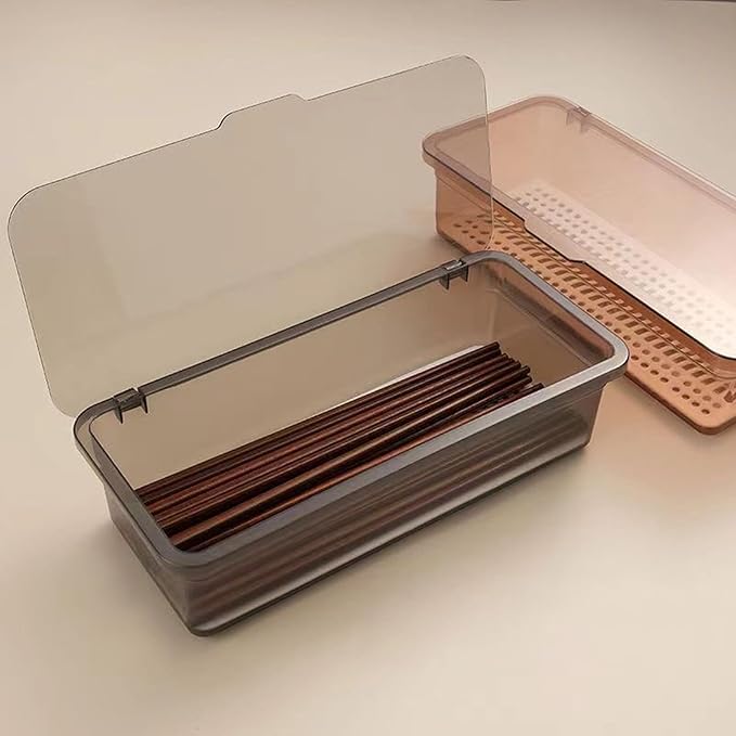 Silverware Organizer with Lid Transparent Flatware Tray Cutlery Drawer Organizer Flatware Storage Box Kitchen Utensil Container