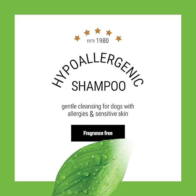 Hypoallergenic Dog Shampoo - All Natural Ingredients, for Pets with Sensitive Skin, Hypoallergenic, 5 to 1 Concentration, Non-Scented (16 oz)