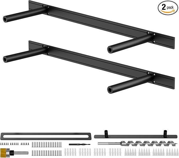 Floating Shelf Bracket Heavy Duty Shelving Brackets,Decorative Floating Shelf Hardware Black,Hidden Metal Shelf Support Bracket Heavy Duty Floating Mantel Bracket(22X6X1.2-Metal Jig)