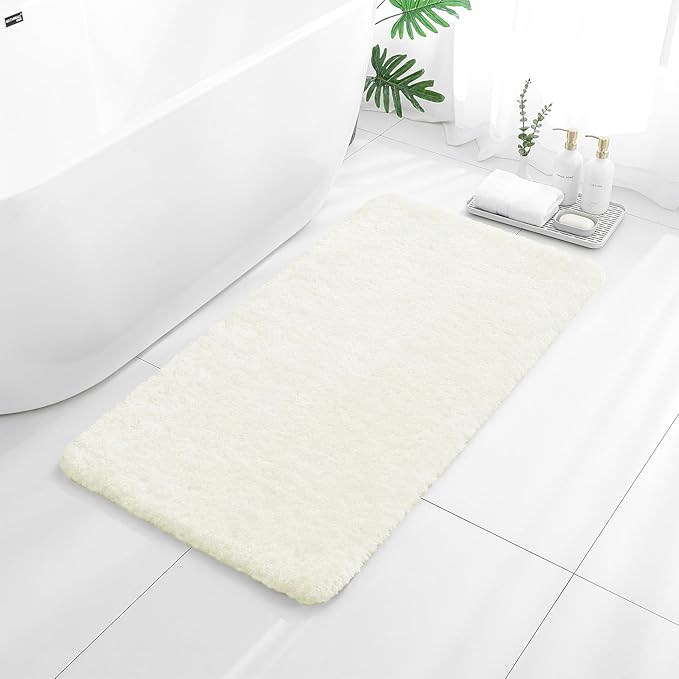 Cream Bathroom Rugs 24"x48" – Long Plush Non-Slip Bath Mat, Absorbent & Washable Microfiber Runner Rug – Perfect for Tub, Sink, or Washroom
