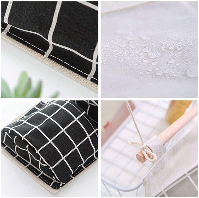AUHOKY 3Pcs Wall Closet Hanging Storage Bag, Premium Linen Fabric Over The Door Organizer, Hanging Storage Pouches with 3 Pockets for Bedroom Bathroom - Waterproof & Stylish (Black/Gray/White)