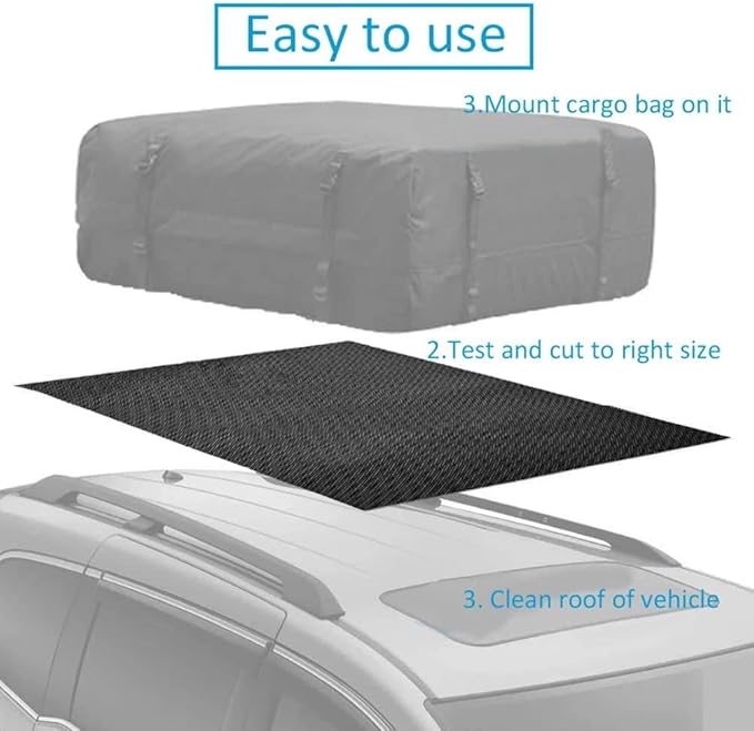 Trunk Mat for Cars Anti Slip Mat Cargo Liner Protector Durable Elastic Offers Protection Easily Cuttable to Different Sizes Universal Fit Multiple Use Car Roof Protector, Rug Non Slip Mat Pad (Black)