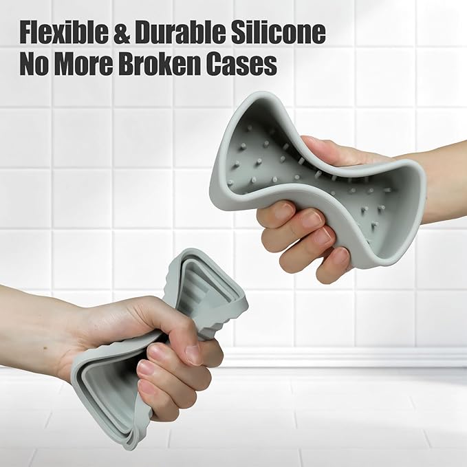 OTHIX Large Travel Soap Case, Silicone Leak Proof Soap Holder Compatible with 10 oz Duke Cannon ＆ Dr. Squatch | for Long Journey, Gym & Camping | Easy to Clean (Gray)