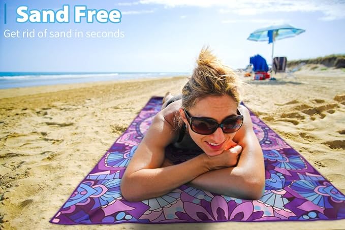 4 Pack Microfiber Oversized Lightweight Beach Towel 71"x32" XL Extra Large Thin Sand Free Towels Travel Swim Pool Yoga Gym Camping for Adults Women Men Beach Essentials Accessories Vacation Gift
