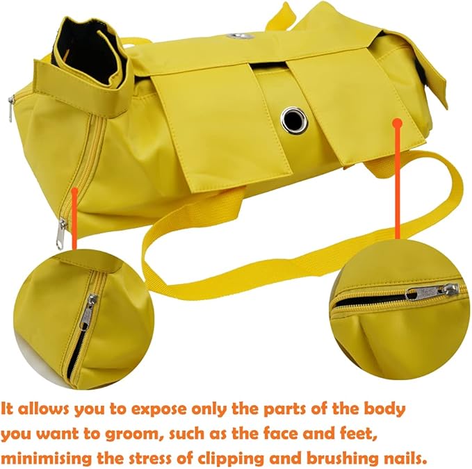 Cat’s Restraint Bag for Claw Care Nail Trimming Anti-Scratching Grooming Bag for Cats Medical Examination(Yellow-m)