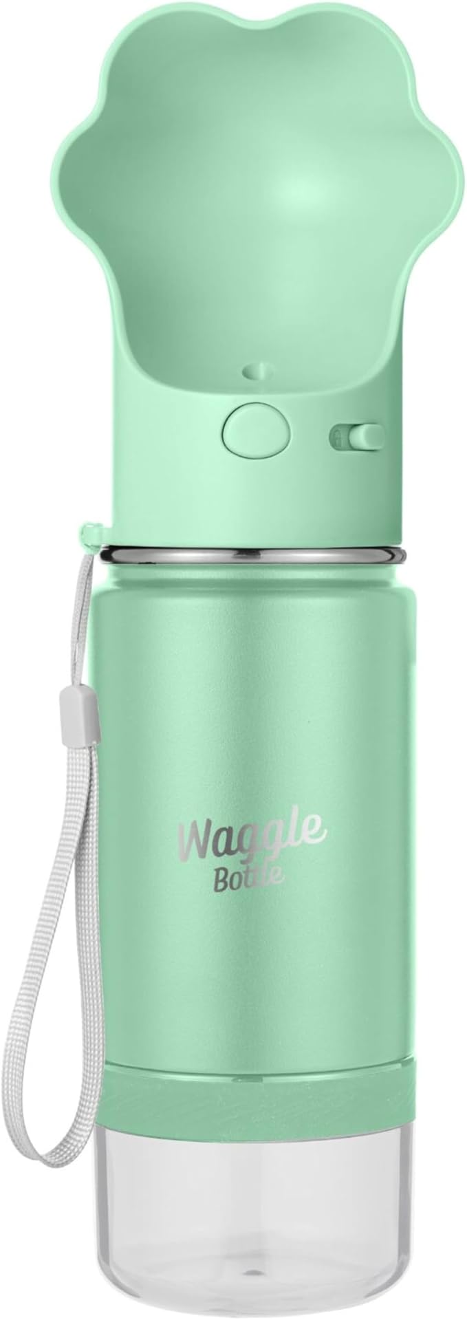 Waggle Bottle Stainless Steel Dog Travel Water Bottle, Vacuum Insulated Portable Dog Water Dispenser, Drink Cup and Snack Container On The Go, Outdoor Walking, Hiking, Travel (Mint)