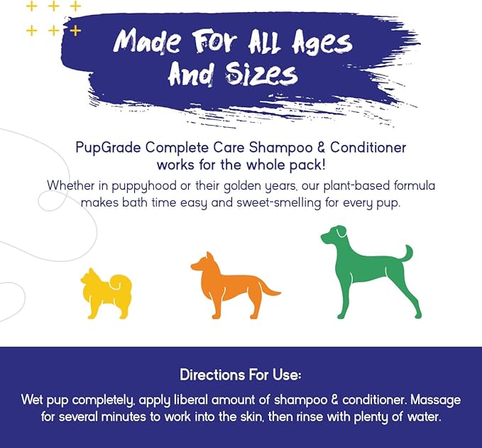 PupGrade Complete Care 4-in-1 Shampoo & Conditioner for Dogs - Cleans, Moisturizes, Detangles & Deodorizes - Oatmeal Milk & Honey Scent - 16 fl oz