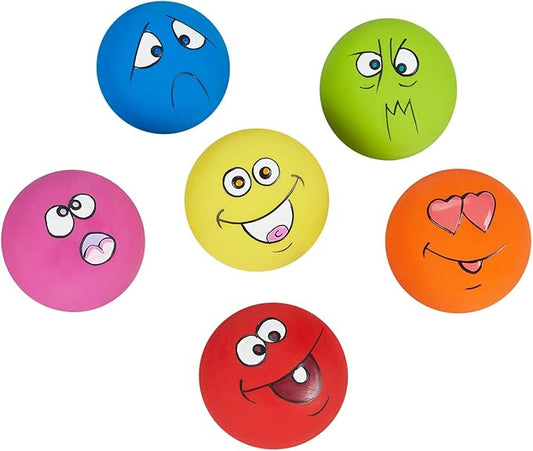 Coricorsu Dog Toy Squeaky Dog Toys Funny Face Chewing Latex Rubber Soft Fetch Play Interactive Dog Balls for Puppy Small Medium Pet Dog (6PCS)