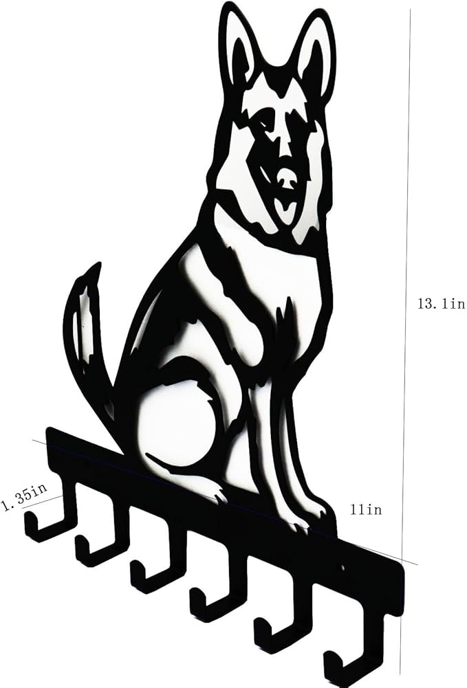 YANGZHI Wall Mount Key Hooks, Wall Decorative Dog Family Key Holder Black Dog Wall Hooks Hanger Gift for Bedroom, Living Room, Kitchen, Bathroom Hardware Hooks German Shepherd (11 * 13.1 inches)